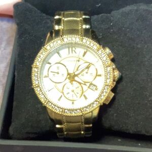 Judith Ripka Gold Watch with Crystal Detailing